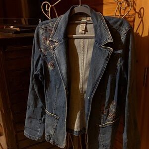 Stylish Blue Embroidered Jean Jacket